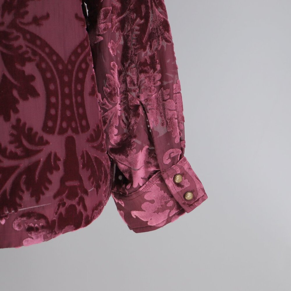 NWT SOFT SURROUNDINGS Floreat Velvet Shirt Purple Wine Size L - Picture 6 of 10